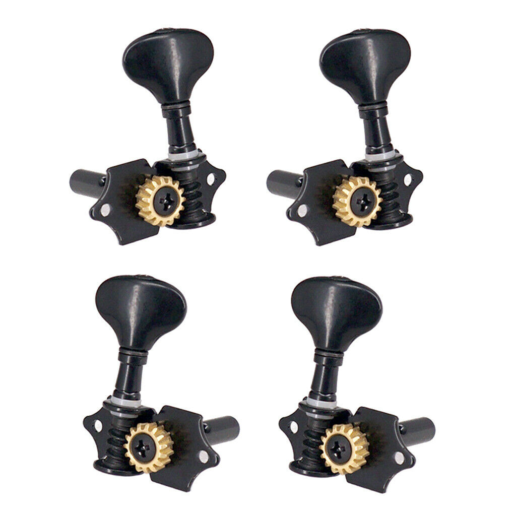 4pcs 2R2L String Tuning Peg Gear Electric Ukulele Tuner Machine Heads Black