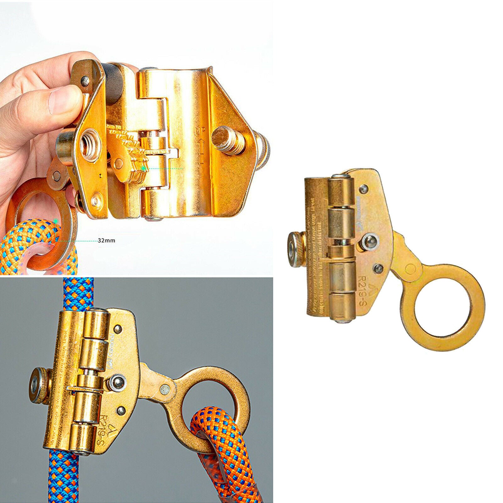 Sturdy Alloy Rope Grab 6KN Rope Protector Fall Arrest Ascender Pulley 600Kg