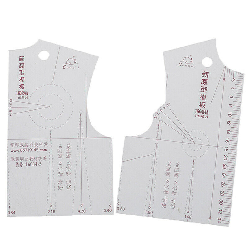 2pcs/set 1:5 Women Clothes Prototype Ruler Drawing Template Tailor Sewing.l8