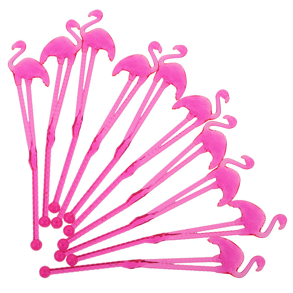10x Hawaiian Flamingo Cocktail Stirrers Summer Party Swizzle Sticks Picks