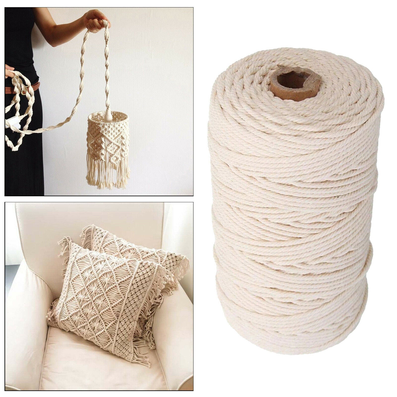 Cotton Twisted Cord DIY Macrame String Rope Textile Tapestry Coaster Accs