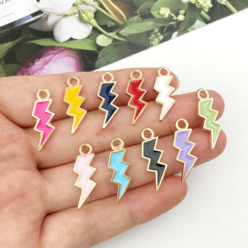 90Pcs Enamel Lightning Cloud Charms Pendant DIY Earring Bracelet Necklace Making