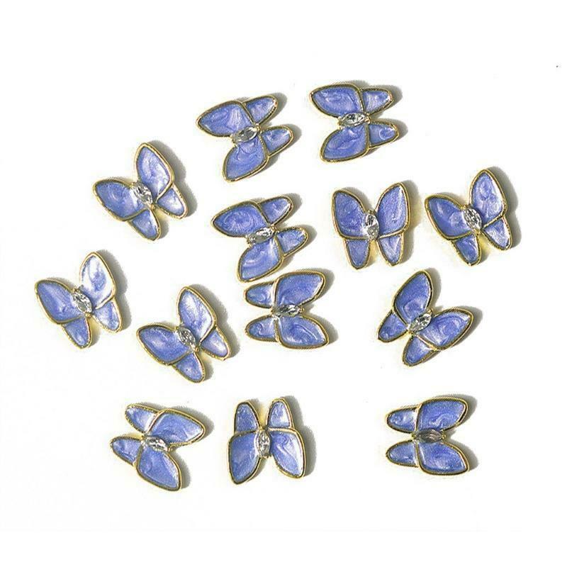 12Pcs Butterfly Design Nail Art Charms Glass Alloy Nails Decals Decoration