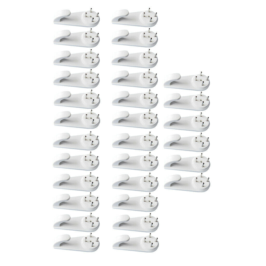 30 pieces Plastic Hard Wall Hooks Picture Frame Hanging Hooks & Nails Set