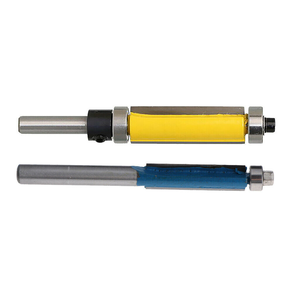 2pcs Woodworking Flush Trim Router Bits 8mm and 1/2 inch Cutting Diameter