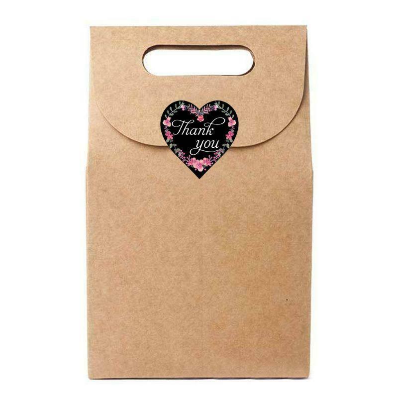 500pcs Floral Thank You Stickers Heart Shaped Seal for Small Shop Wedding Baking