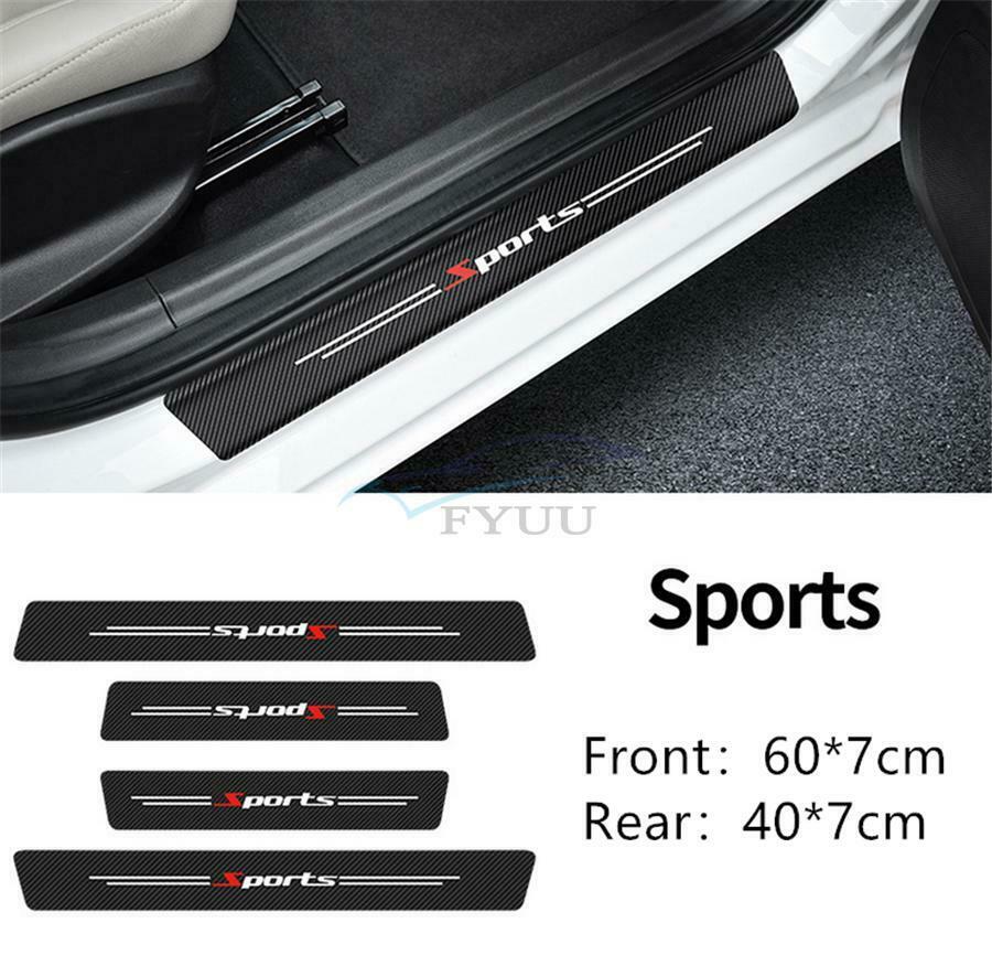 4x Scratch Resistant Carbon Fiber Car Door Scuff Sill Cover Panel Step Protector