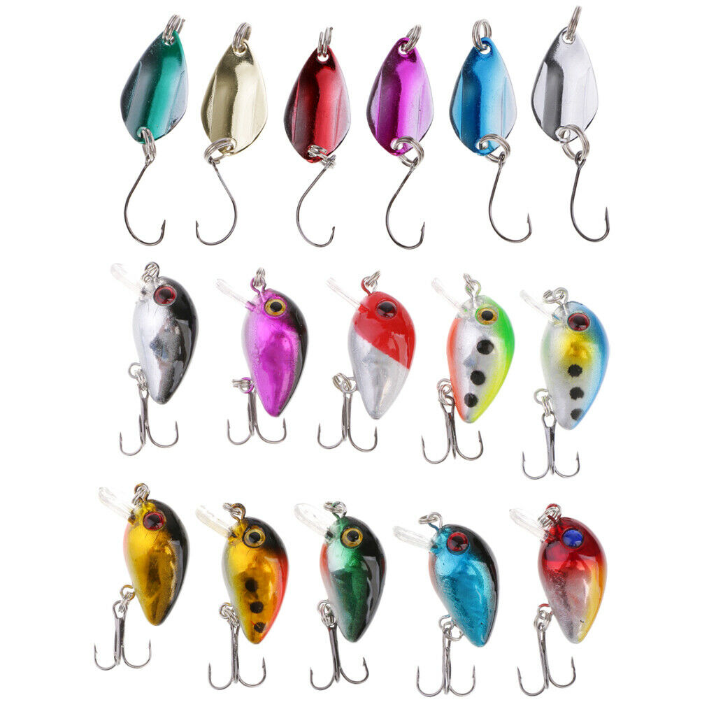 6pcs Metal Hard Fishing Spoon Lure And 10pcs Crankbait Lure with Treble Hook