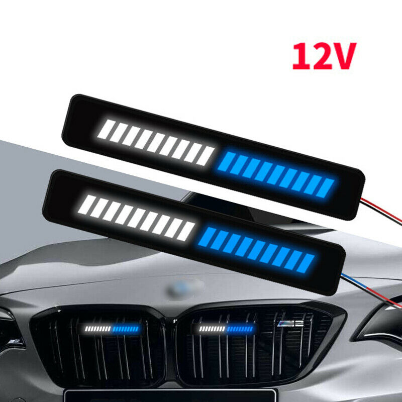 12V LED Car SUV Front Bumper White&Blue Glow Grille Lamp Decoration Day Lighting