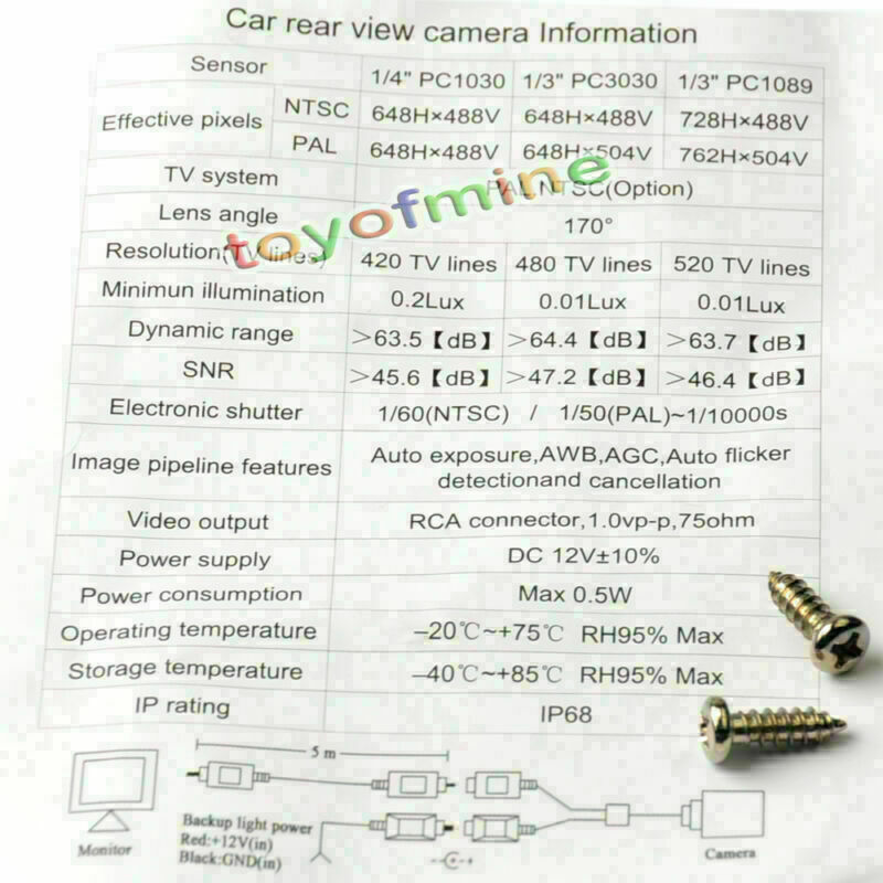Latest 170° Wide Angle Car Rear View Camera Waterproof Reverse Backup CCD Camera