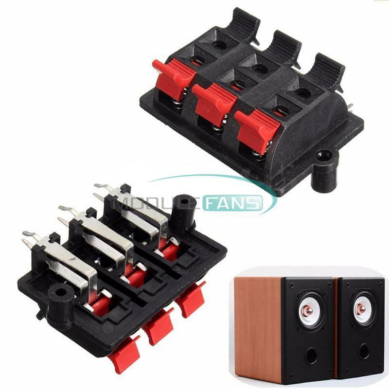 6-Way Spring Push Release Connector Plate Speaker Terminal Strip Block Release