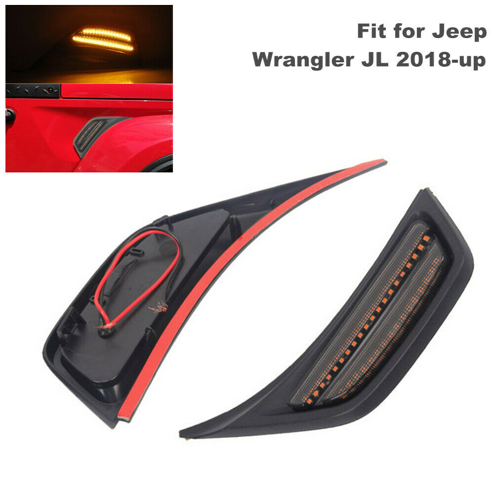 Car Front Leaf Side Wheel Eyebrow Turn Signal Light for Jeep Wrangler JL 2018-up