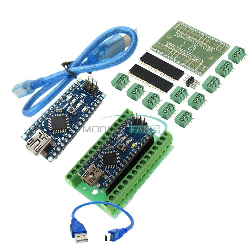 Nano V3.0 5V Microcontroller CH340G +Terminal Adapter Sheild Board For Arduino