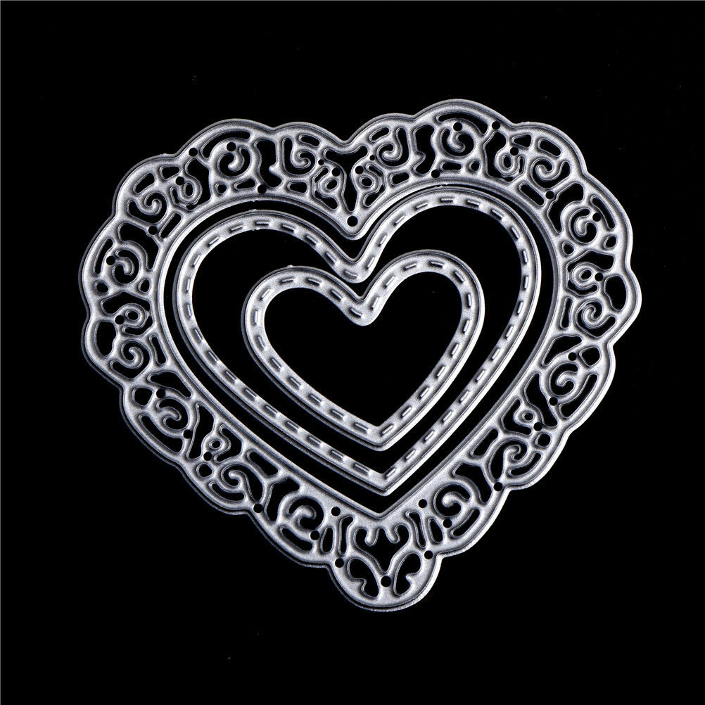 3X hollow love heart Metal Cutting Dies Stencil Scrapbooking paper craft d.l8