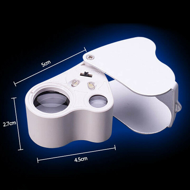 1xJewellers Eye Jewelry Lens Glass Loupe 30X&60X Magnifier Magnifying LED Lights