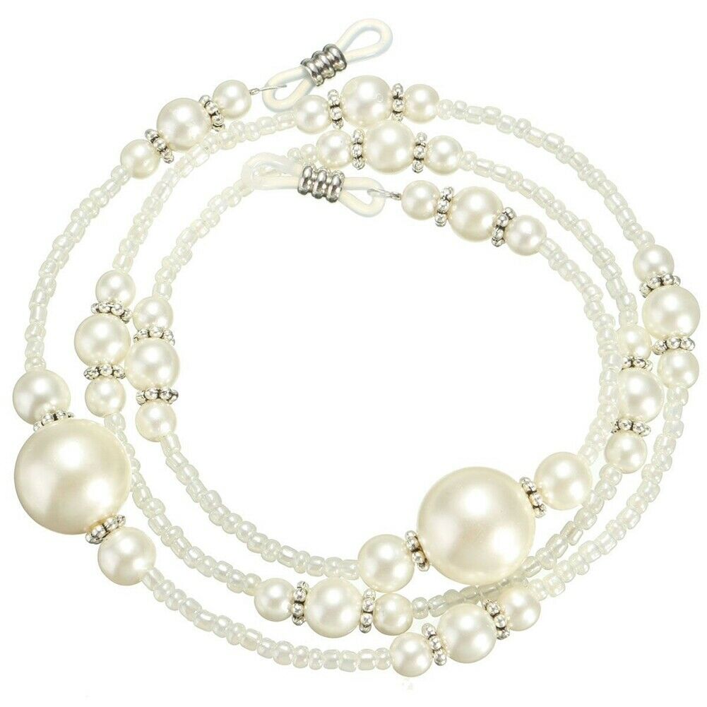 White Pearls Glasses Eyeglass Holder Leash Chain Strap Lanyard Cord Sunglass