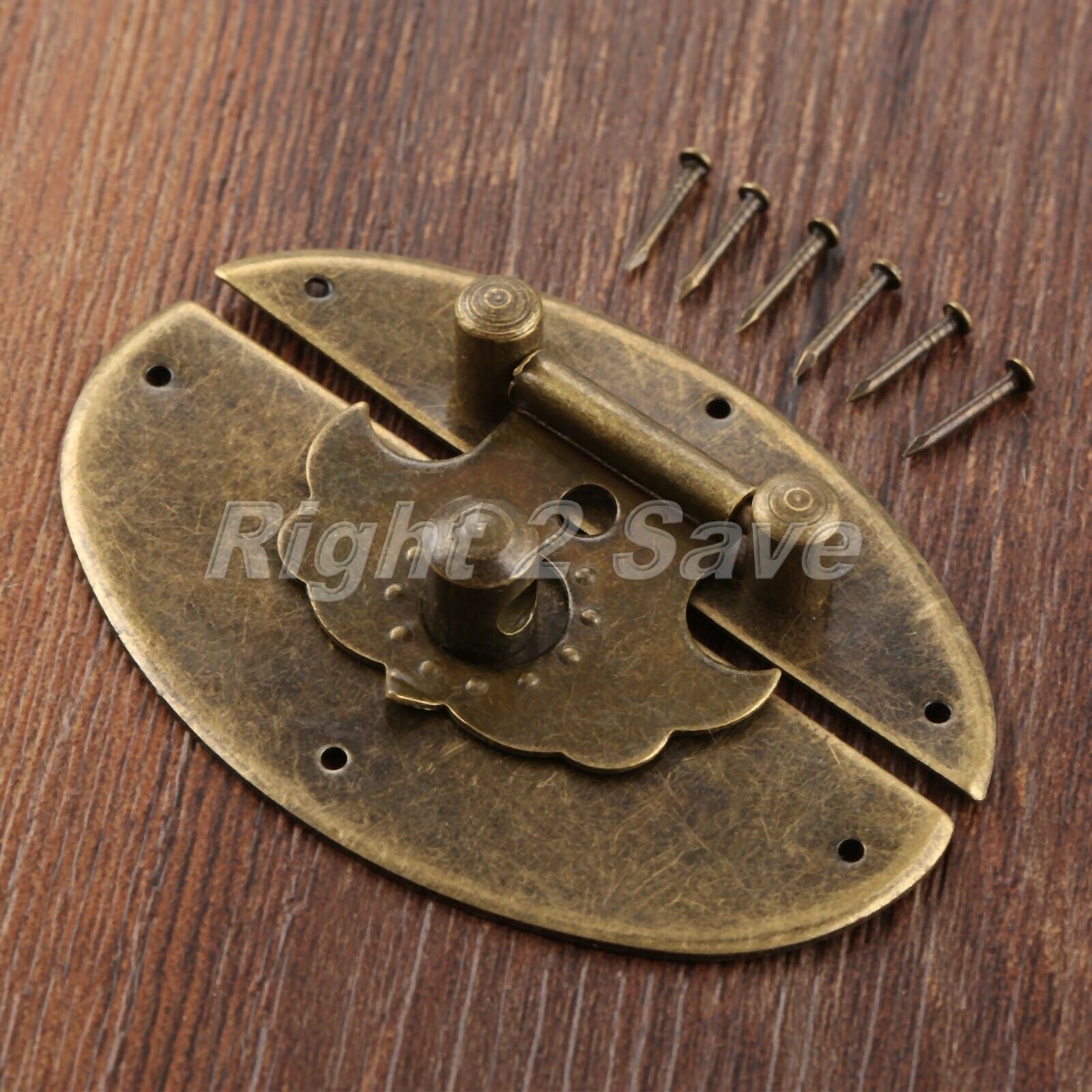 Retro Round Wooden Case Chest Jewelry Box Latch Hasp Lock Clasp Latches Hardware