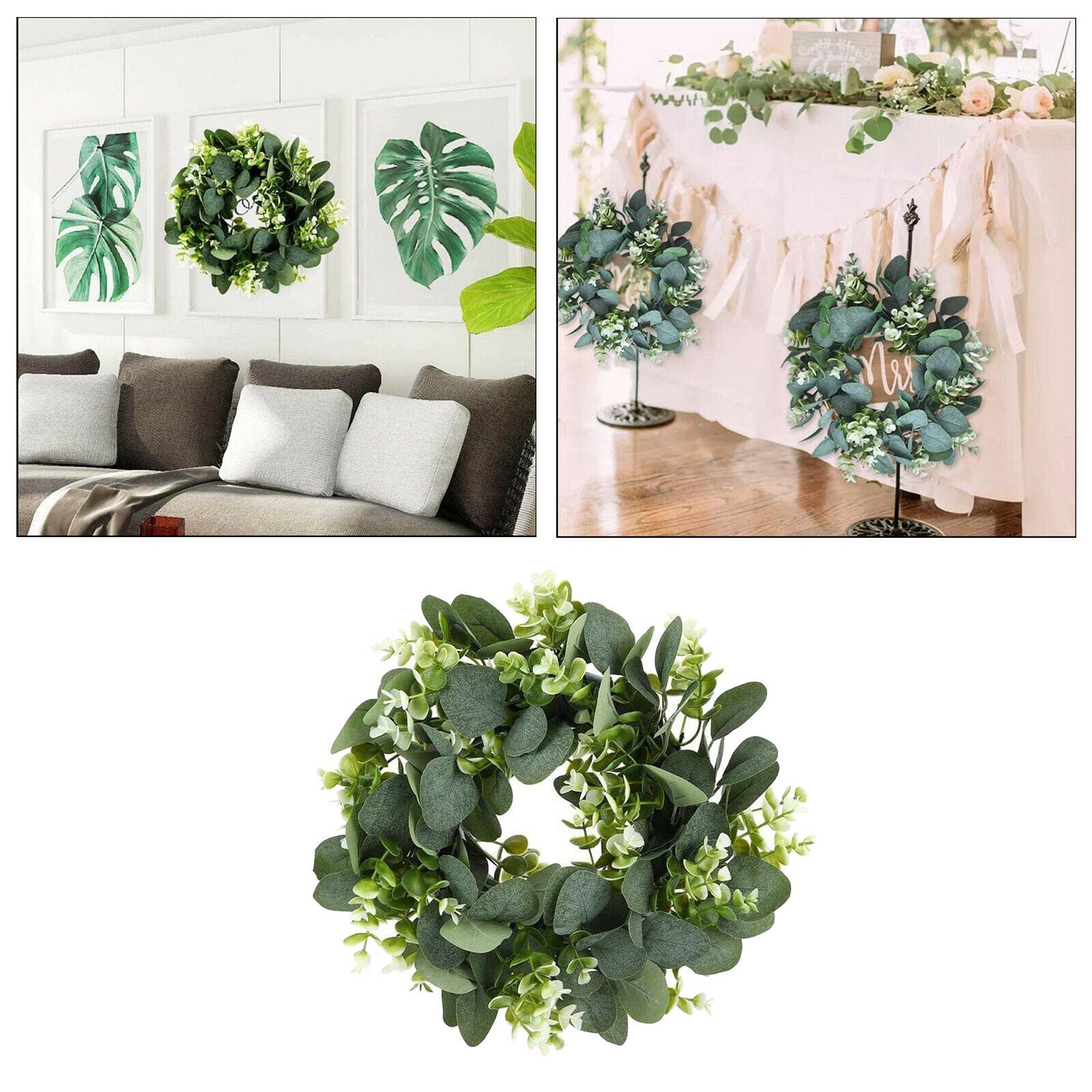 12inch Eucalyptus Wreath Outdoor Front Door Garland Christmas Festival Decor