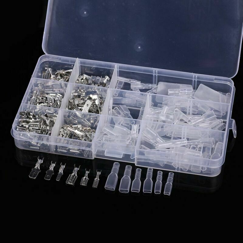 270Pcs Male & Female Spade Connector Wire Crimp Terminal Block 2.8mm 4.8mm 6.3mm