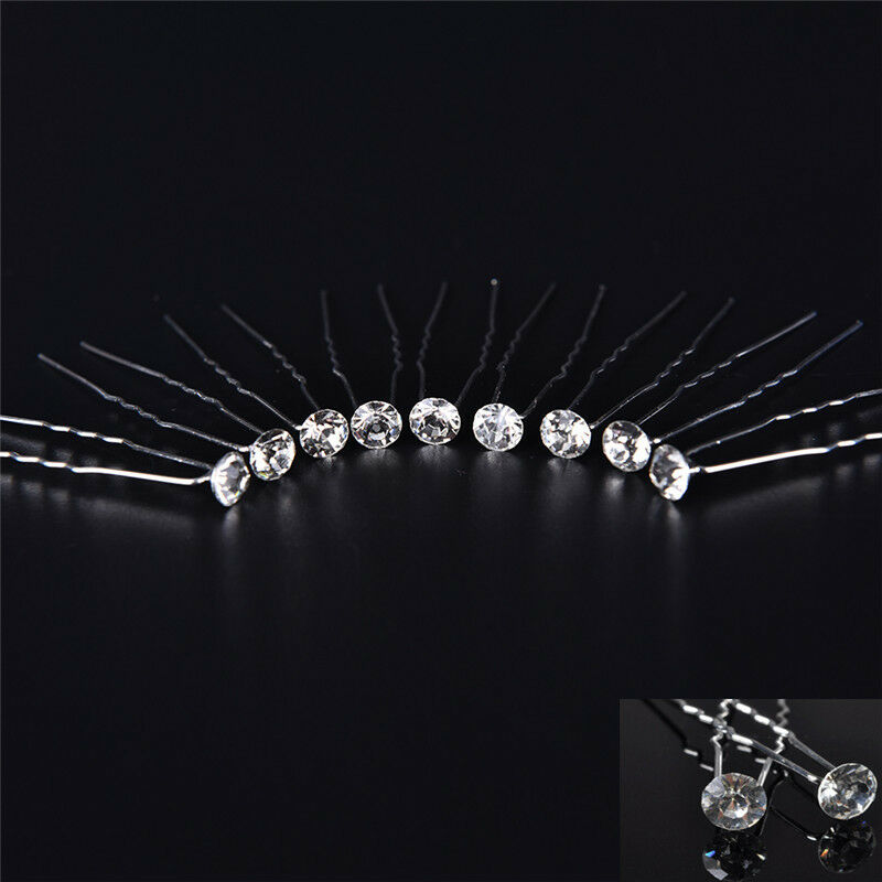 20PCS Clear Crystal Rhinestone Diamante Wedding Bridal Prom Hair Pins Hairpin BR