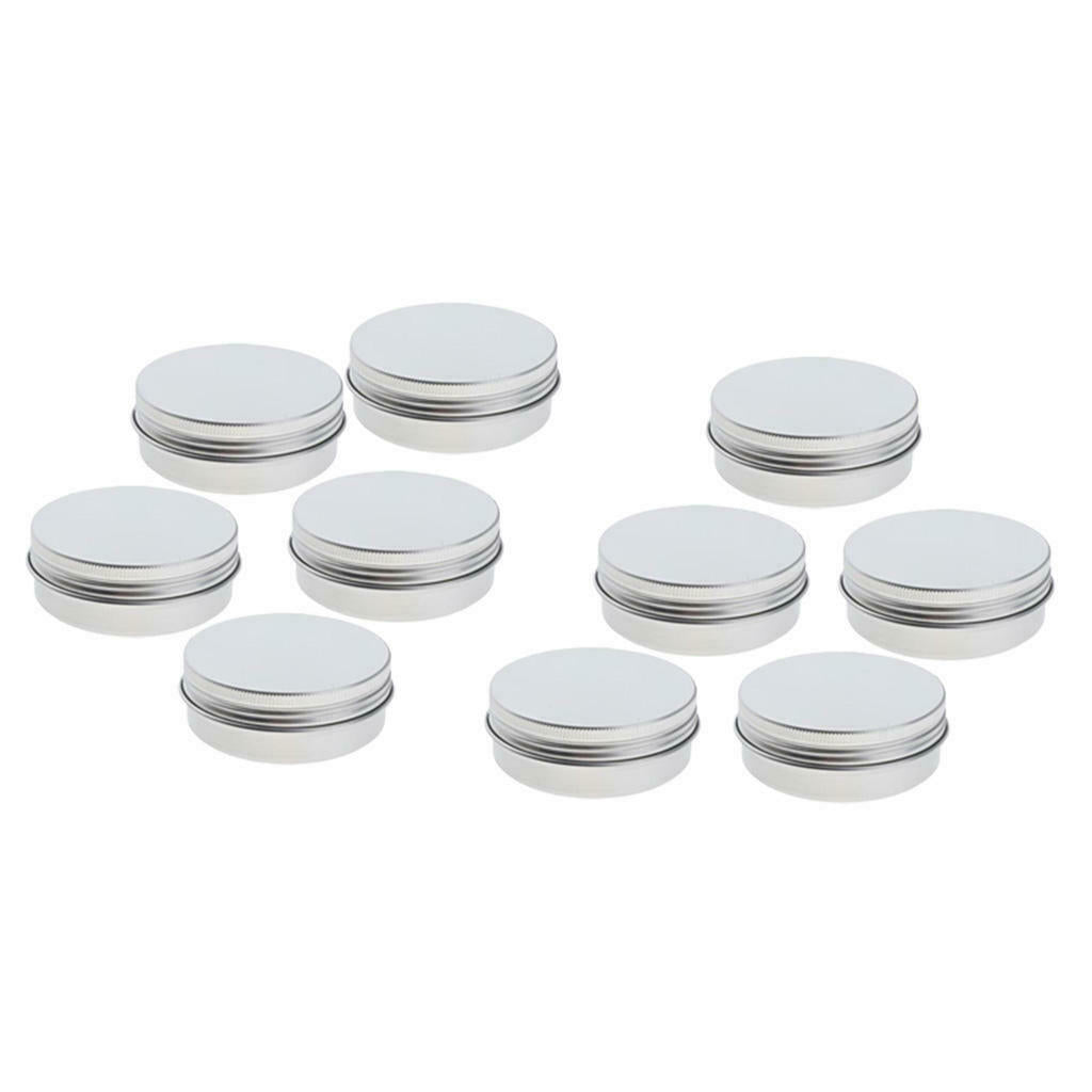 10x Round Aluminum Tins Lotion Wax Storage Jars Salves Containers Cans Case
