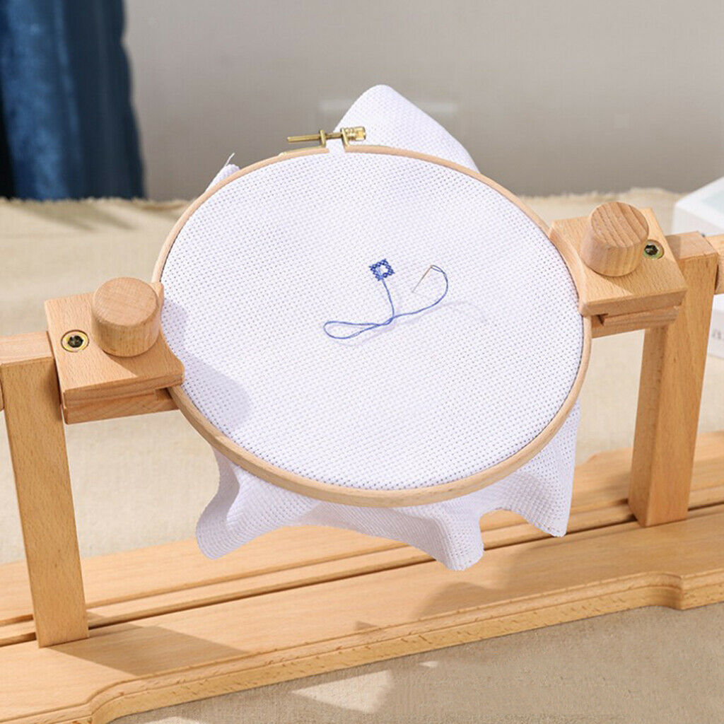 Tabletop Embroidery Lap Frame Dia 40cm Adjustable Solid Wood Cross Stitch Rack