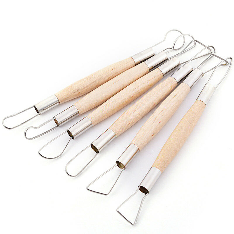 6PCS Wood Handle Wax Pottery Clay Modeling Sculpture Carving Tool DIYCraf.l8