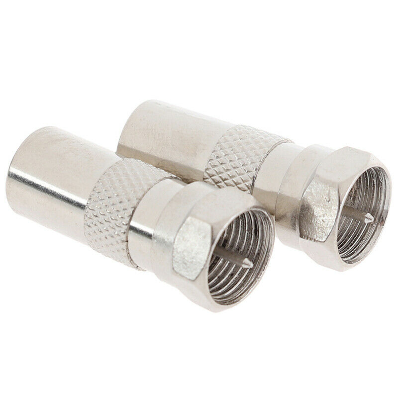 2Pcs F Type Male Plug Connector Socket to RF Coax TV Aerial Male Adapt.l8