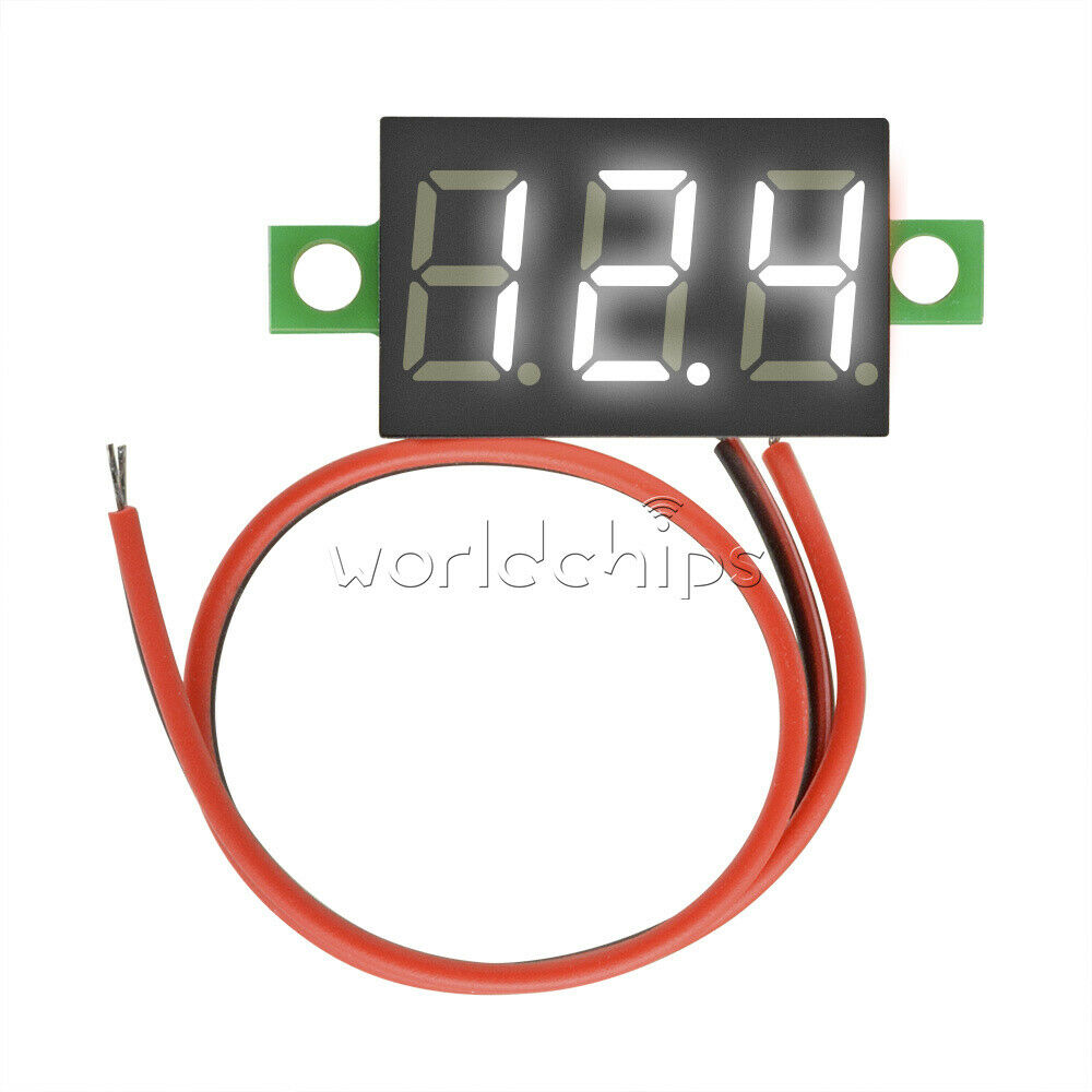 Mini White 4.7-32V 2 Wire LED Panel Voltage Meter 3-Digital Adjustment Voltmeter