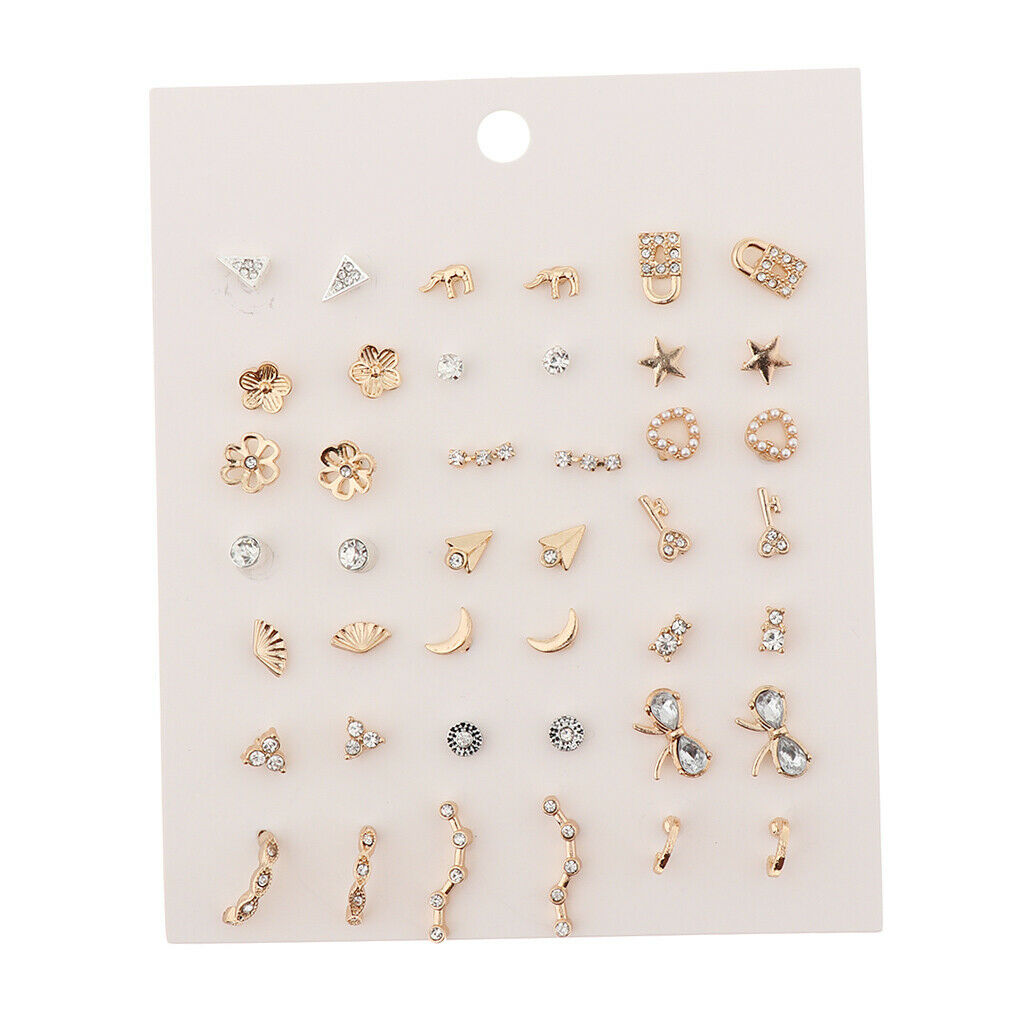 63 Pairs of Ear Studs Set Elephant Stick Lightweight Allergy Free Durable
