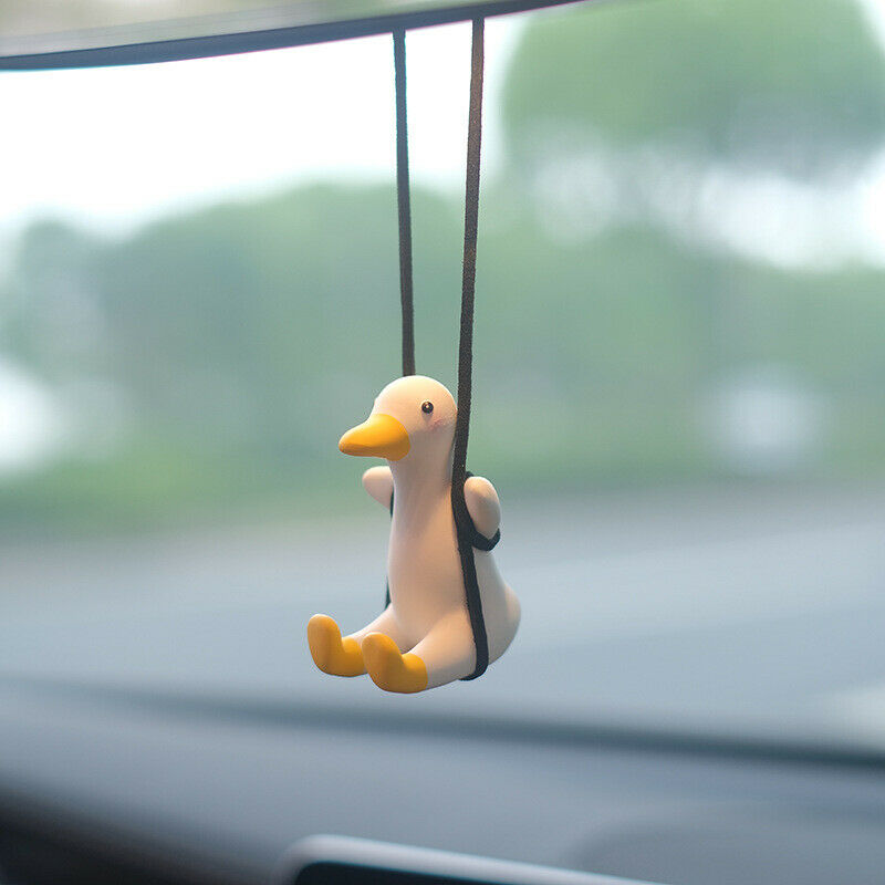 Gypsum Cute Car Accessories Swing Duck Pendant Auto Rear-view Mirror Ornaments