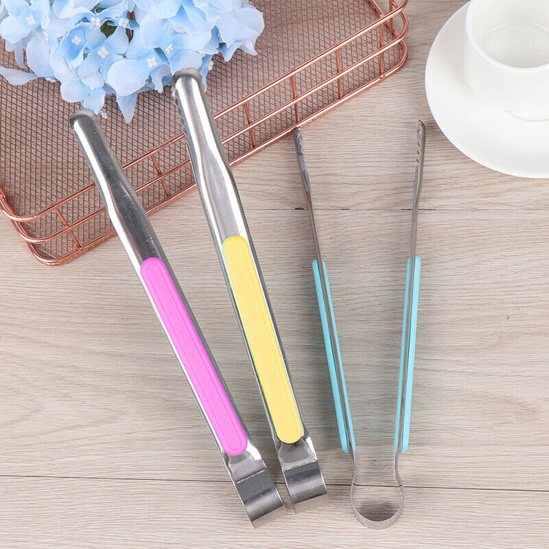 Stainless Steel Food Clip Ice Tongs Meat Salad Toast Tongs BBQ Kitchen To.l8