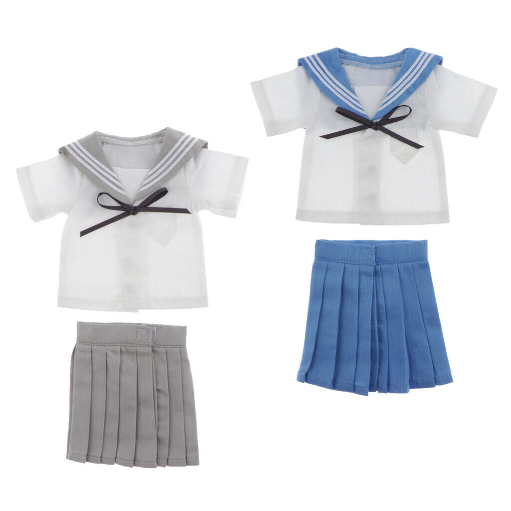 2Set of 1:4 Scale Student Uniform Suit for 18" 17" BJD Dress Accessory