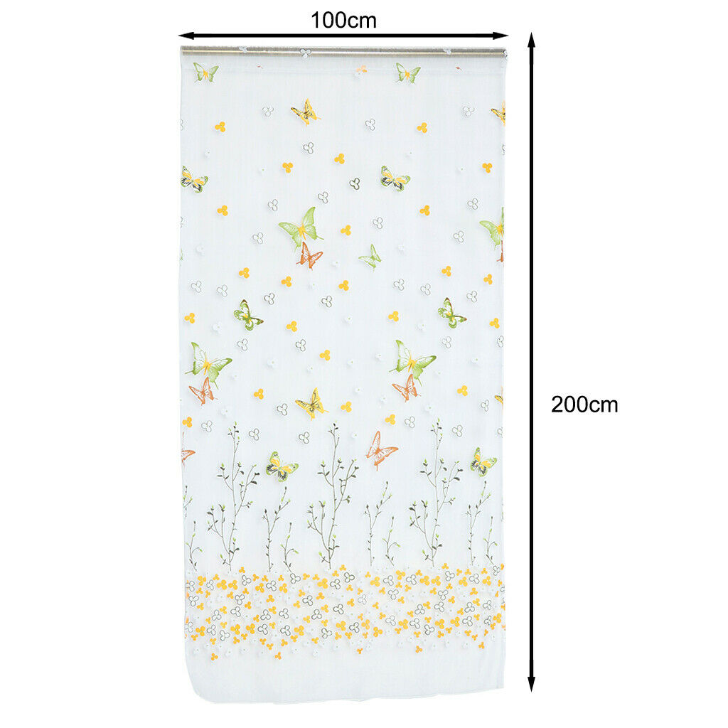 Yellow Buttefly Scarf Sheer Voile Window Treatment Curtain Drape Valance 1MX2M