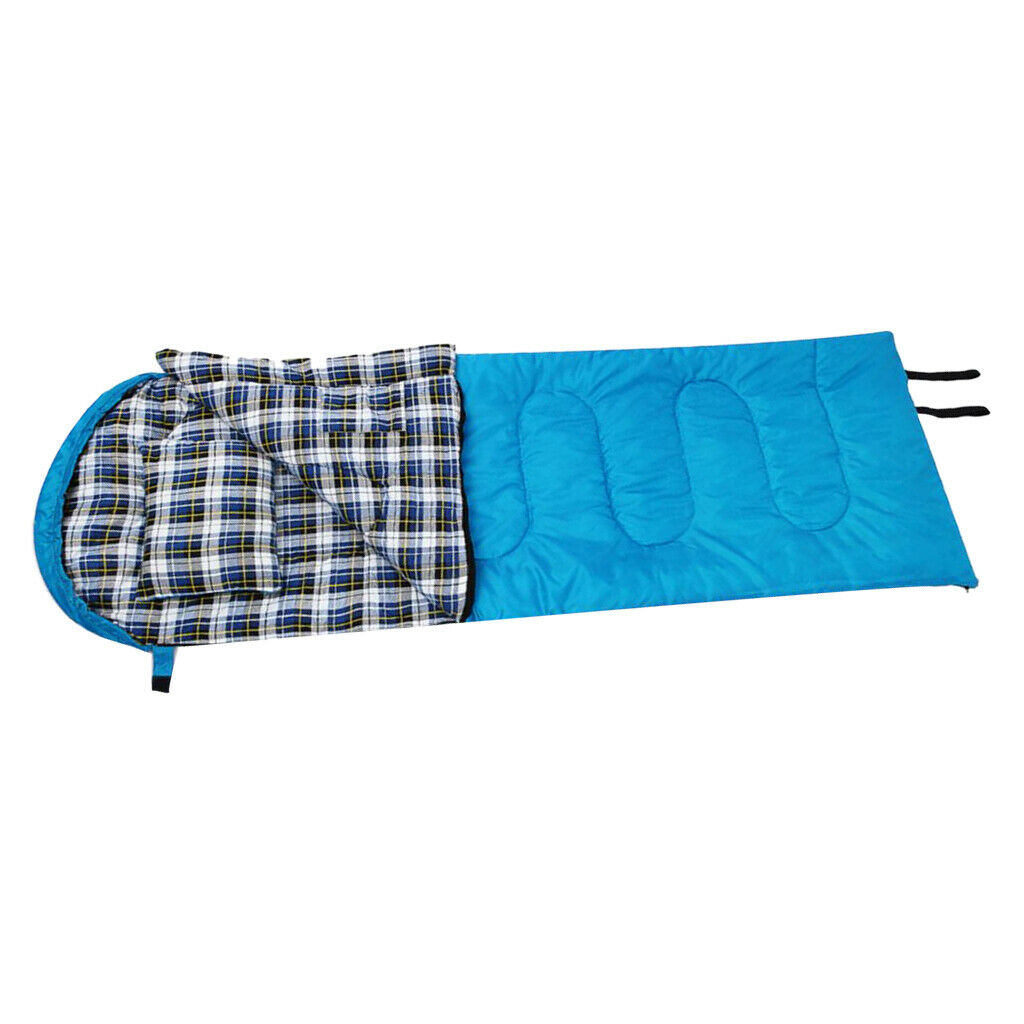 Camping Splicing Envelope Sleeping Bag with Pillow and Compression Sack Blue