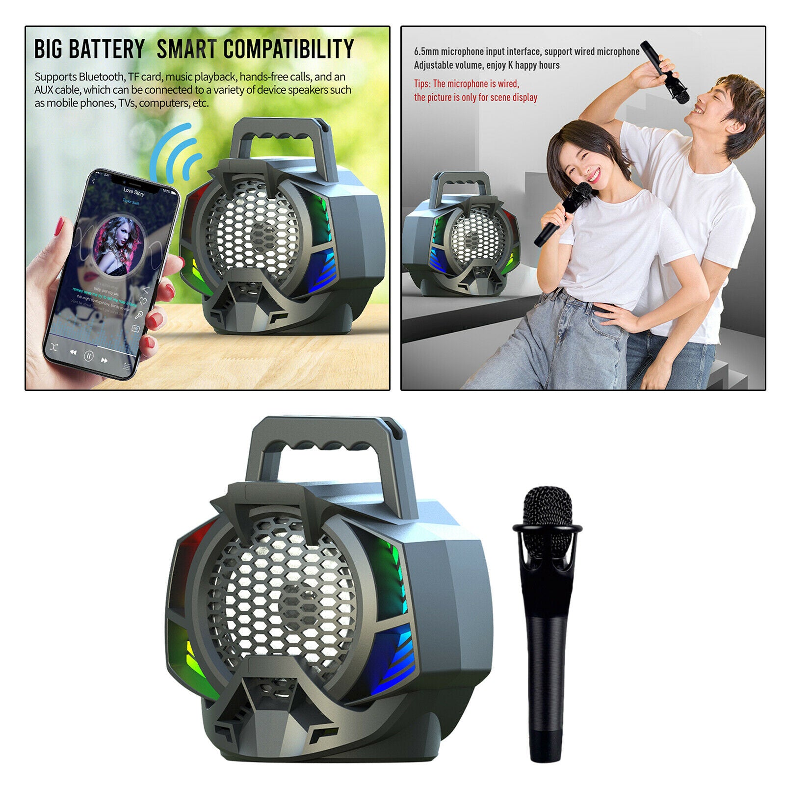 Portable Disco Bluetooth Speaker Rechargeable with MIC HD Sound for Teaching