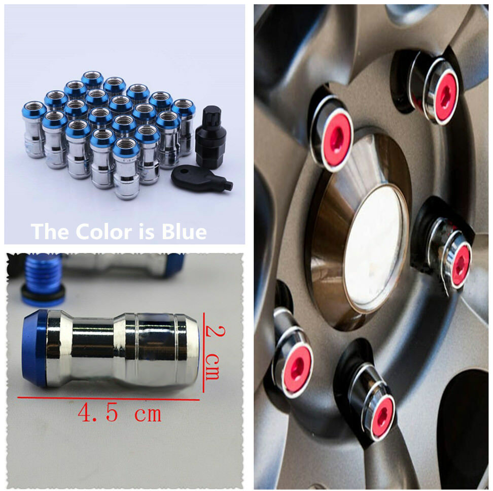 Portable M12xP1.5 Racing Car Truck Modified Blue Wheel Screws Anti-theft Nuts