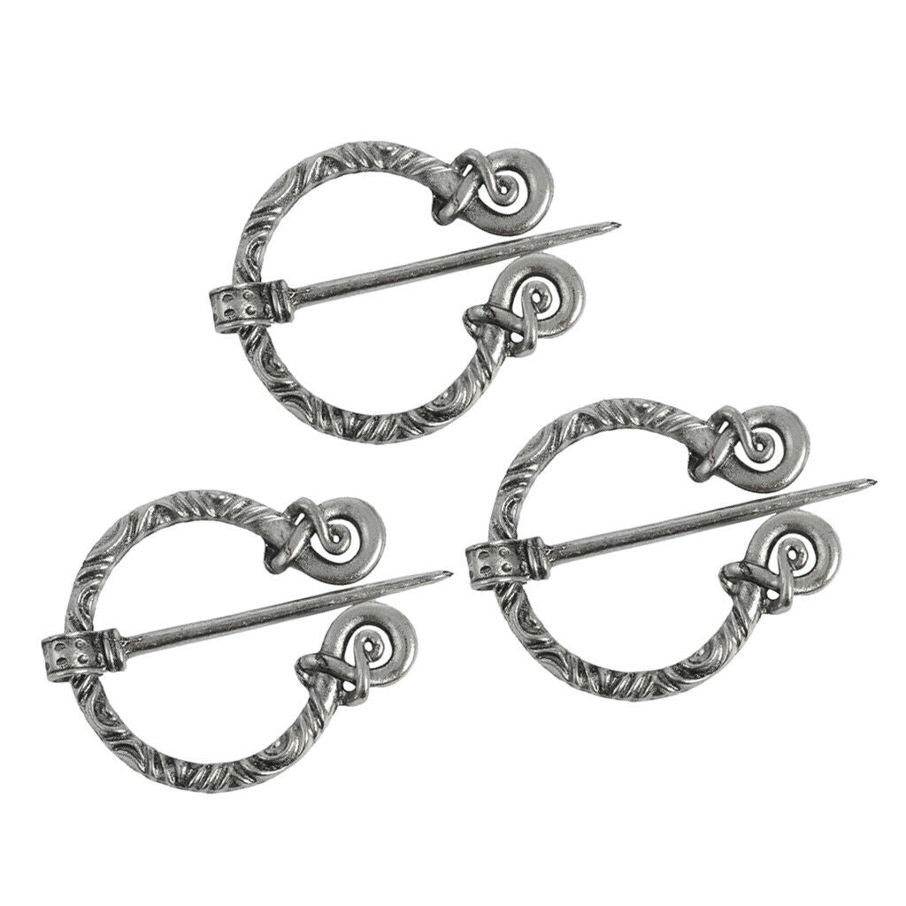 3 Pack Viking Brooch Retro Coat Cloak Scarf Jewellery Brooch Pin Buckle