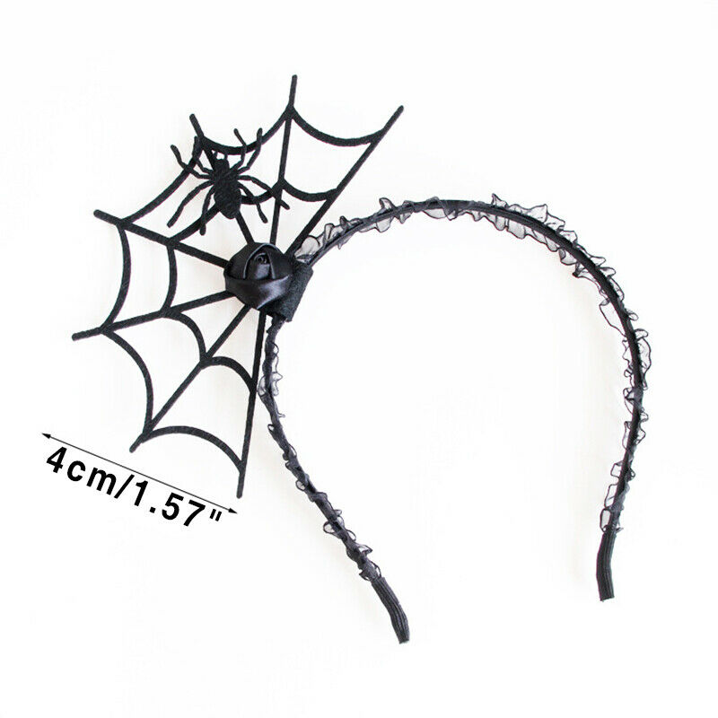 Headband Gothic Halloween Black Felt Spider Web Lace Crown Costume Ball Ha.l8