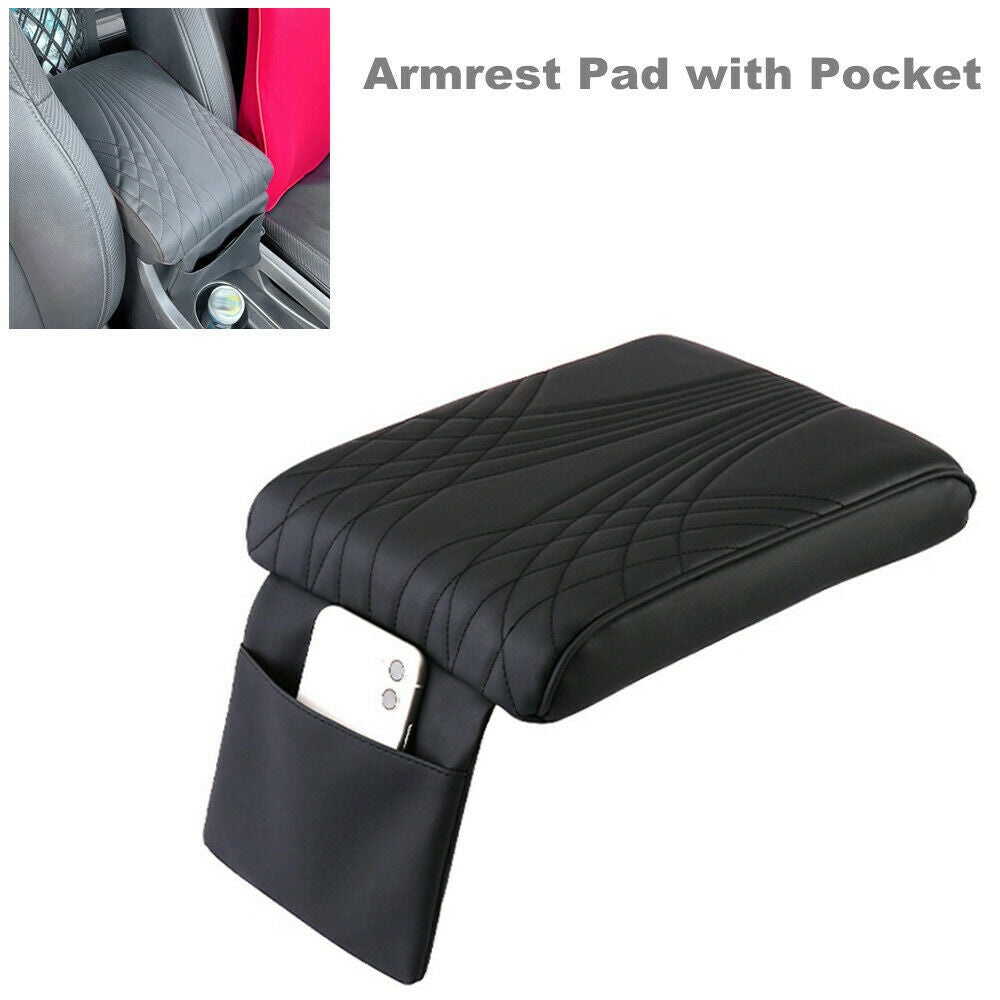 Car SUV PU Leather Center Console Elbow Support Rest Armrest Pad Pocket Heighten