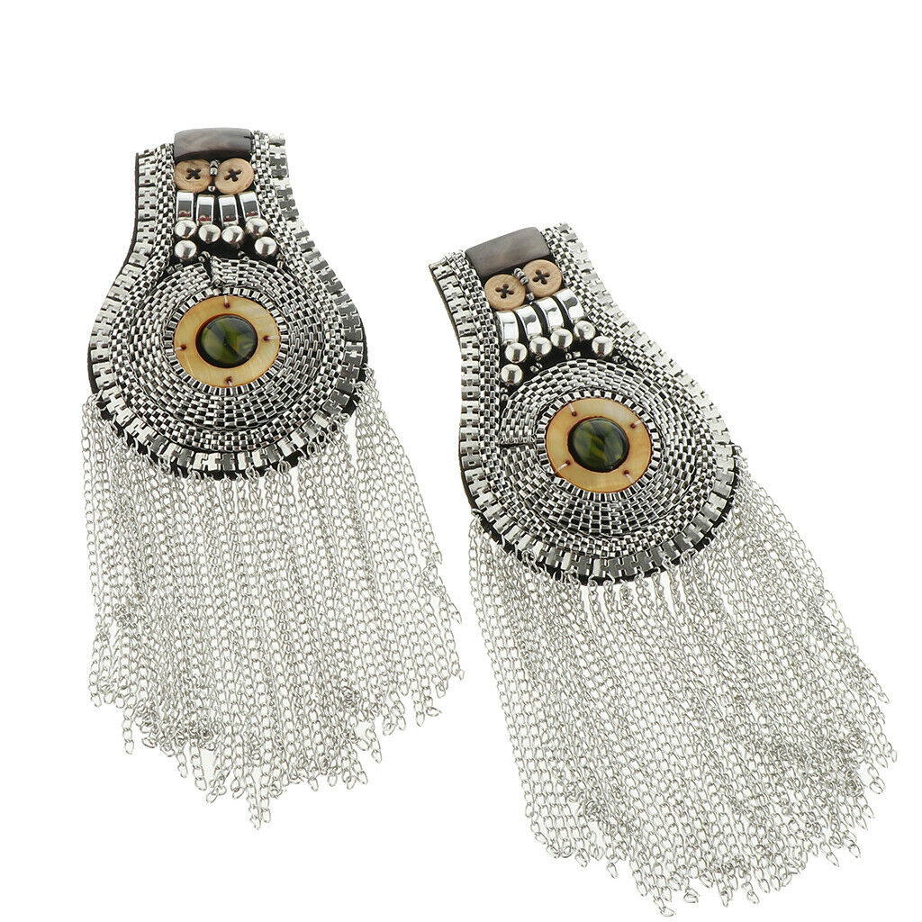 1 Pair Cloth Suit Chain Tassel Epaulet Brooch Shoulder Board Punk Accessory