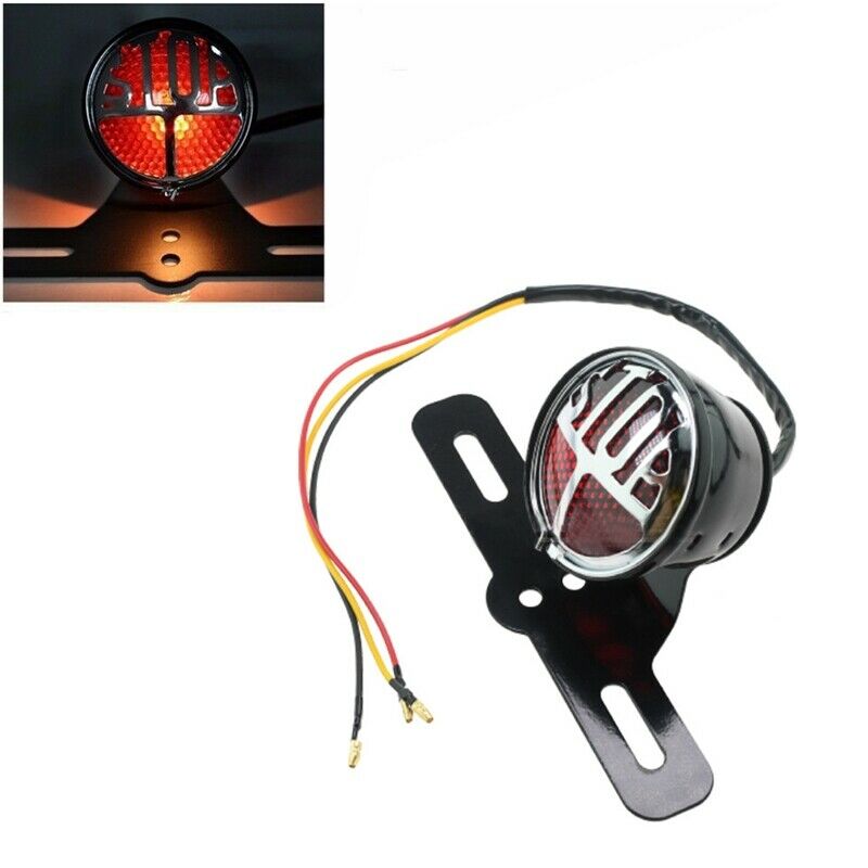 Motorcycle Retro Taillight Miller Stop Tail Light Number Plate Rear Lamp BrackH5