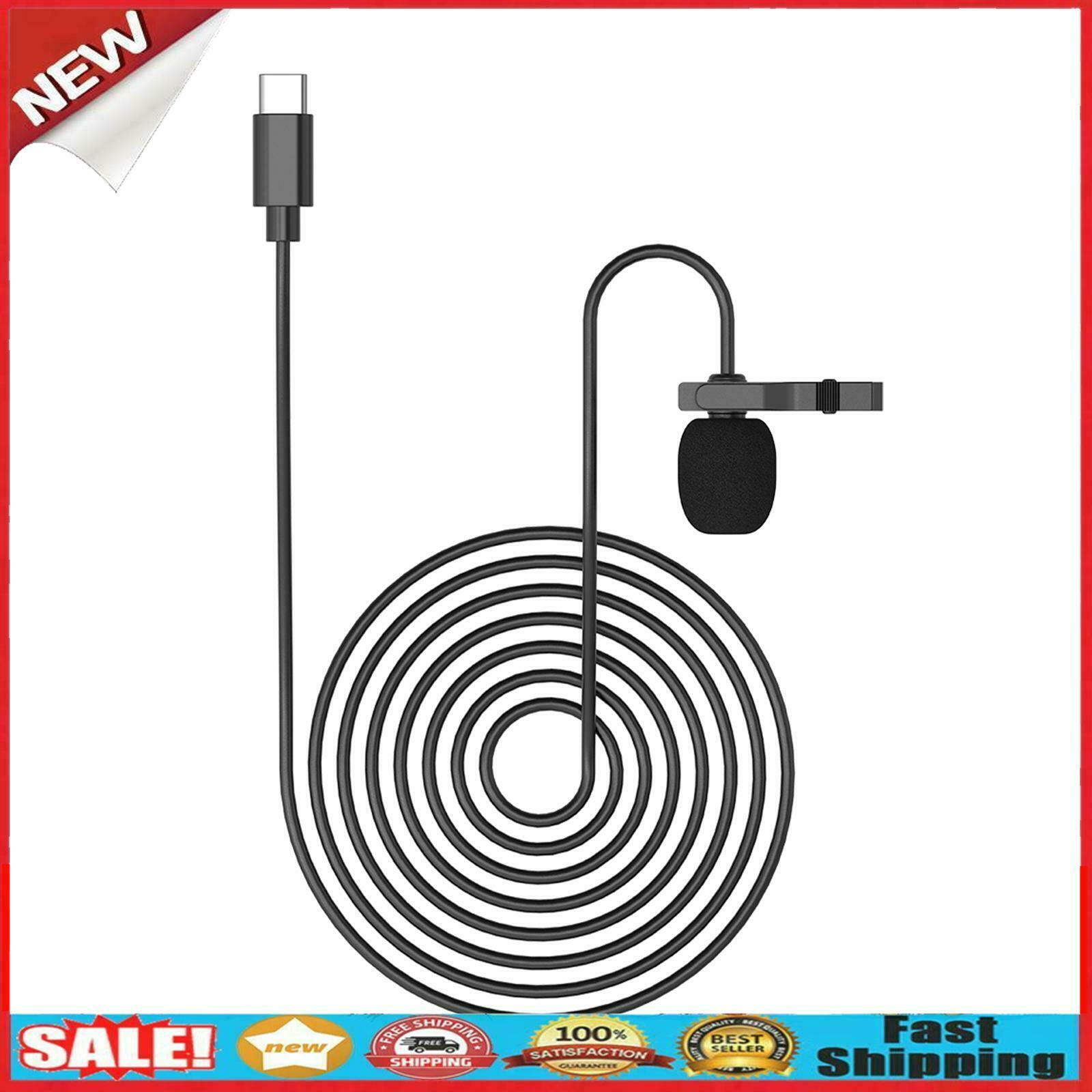 1.5m USB C Mini Lapel Microphone Lavalier Clip-on Mic for Android Phone @