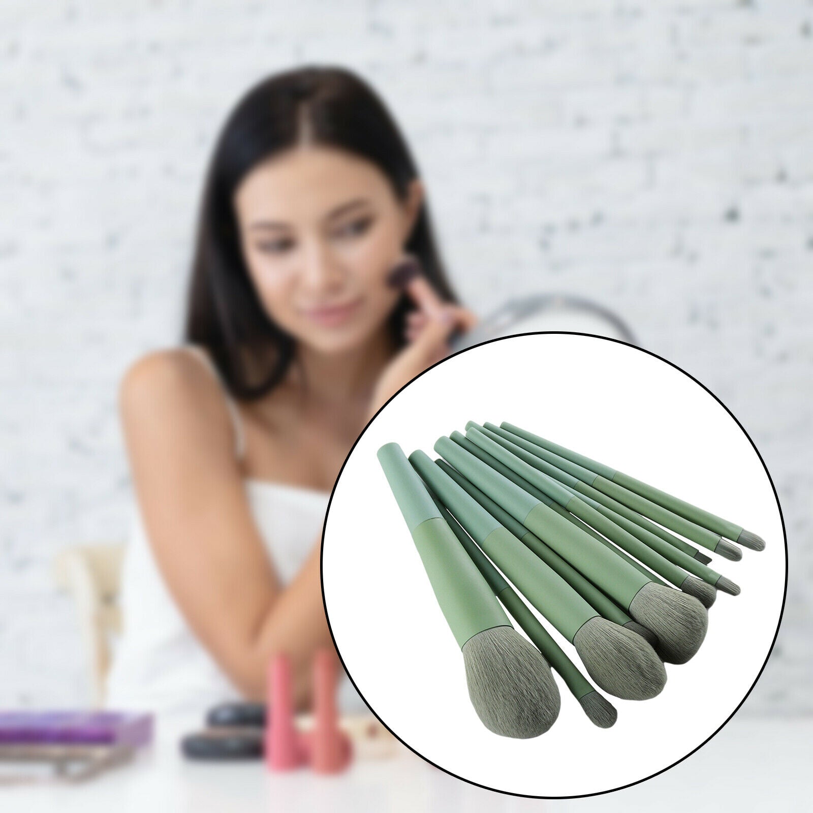 11Pcs Foundation Eye Shadow Make Up Brush Set Soft  Plastic Handle
