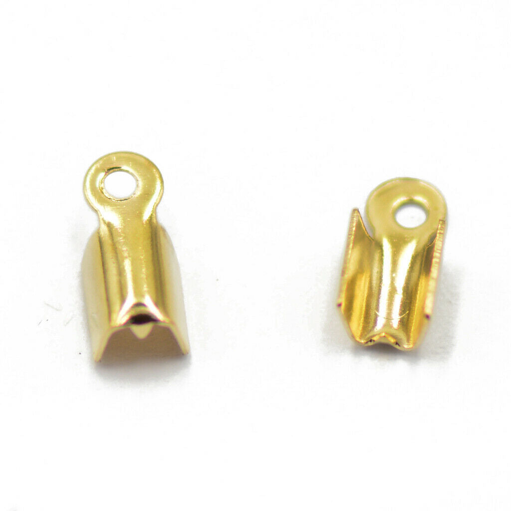 300pcs Metal Folding End Crimps Tips Cord   Jewelry Findings 10x4.5mm