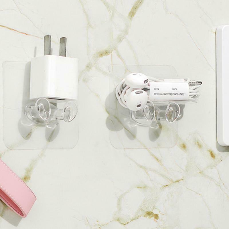 5Pcs Home Office Wall Adhesive Power Plug Socket Holder Hanger Sticky Hook