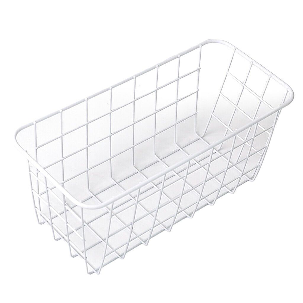 2x Bathroom Basket Shelf Rack Storage Organizer Home Kitchen Office White