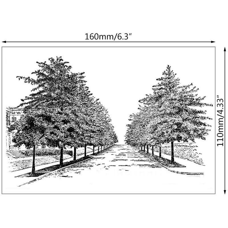 Road Tree DIY Silicone Clear Stamp Cling Seal Scrapbook Embossing Album Craft