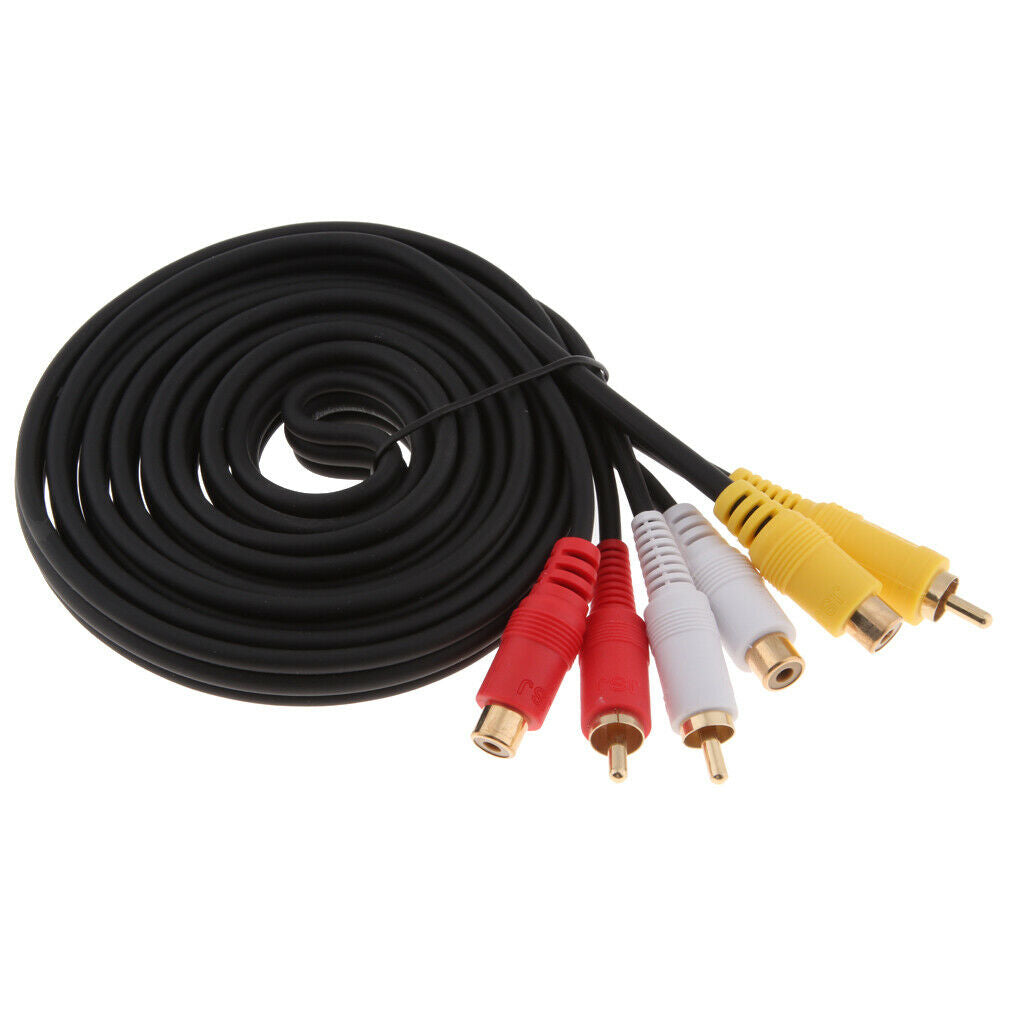 Prettyia       6ft       RCA       Extension       Cable       3RCA       Male