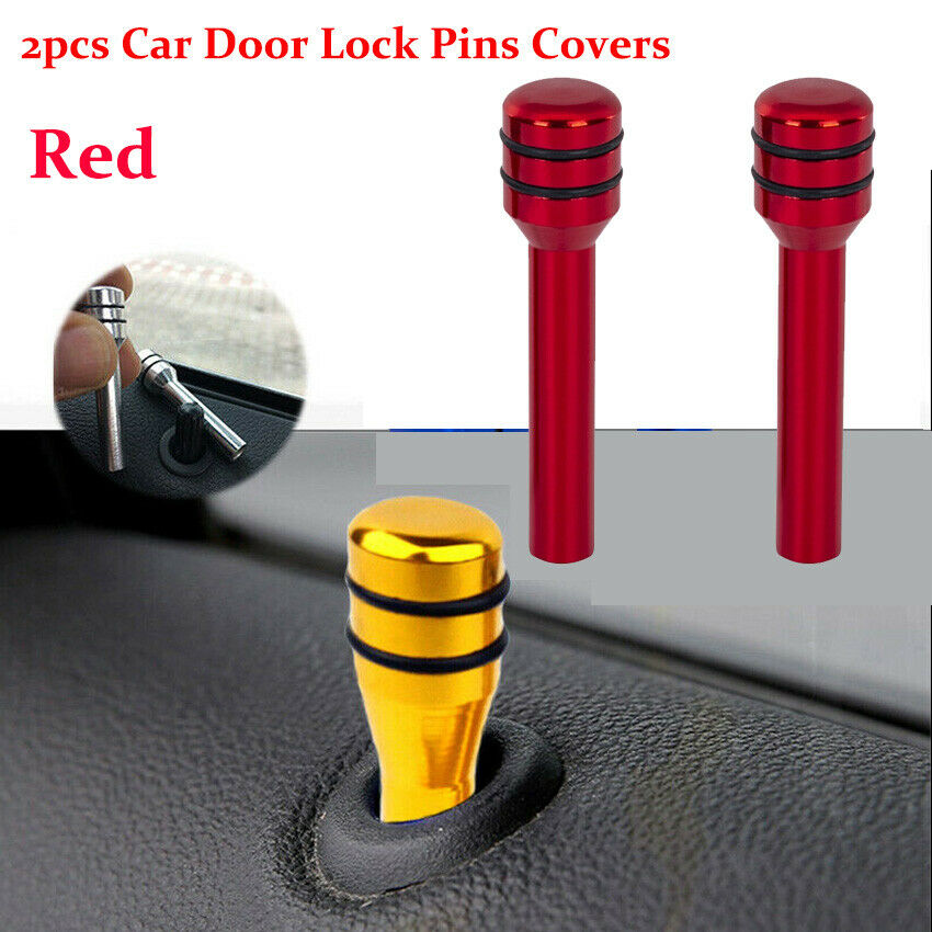 Red Universal Car Truck Interior Interior Door Lock Knob Pull Pin Cover Aluminum